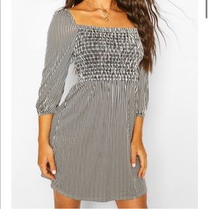 Boohoo Green Striped Dress